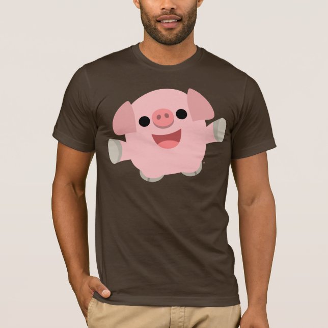Cuddly Cartoon-Schwein-T - Shirt (Vorderseite)