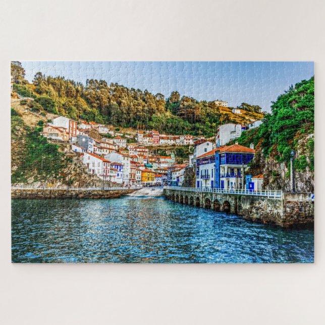 Cudillero, Fischerdorf in Asturien. Spanien. Puzzle (Horizontal)