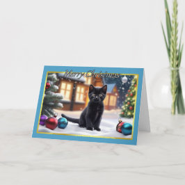 Cudly Black Kitten Weihnachtskarte Karte