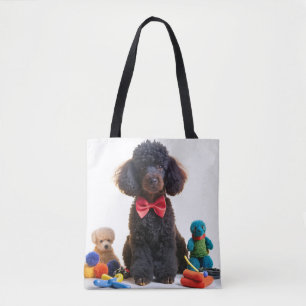 Cudly Black Poodle Chenille Tote Bag