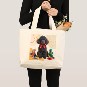 Cudly Black Poodle Chenille Tote Bag Jumbo Stoffbeutel