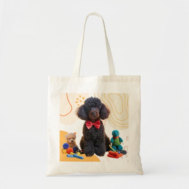 Cudly Black Poodle Chenille Tote Bag Tragetasche (Vorne)
