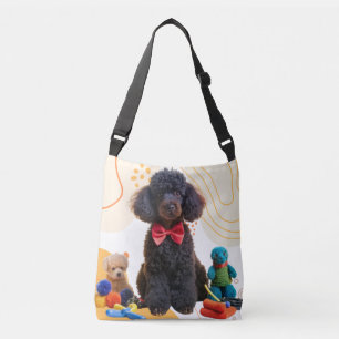 Cudly Black Poodle Chenille Tote Bag Tragetaschen Mit Langen Trägern