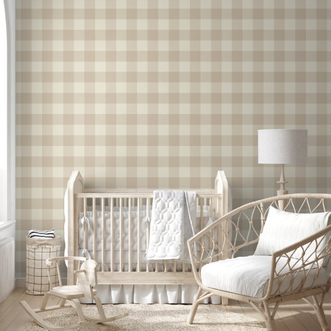 Cudly Bunny Rabbits Gingham - neutrales Muster. Tapete (Kinder)