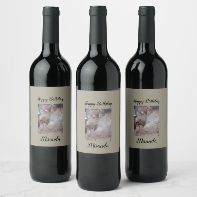 Cudly Cat Birthday Weinetikett (Flaschen)