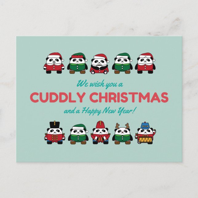 Cudly Christmas Panda Bear Postkarte (Vorderseite)