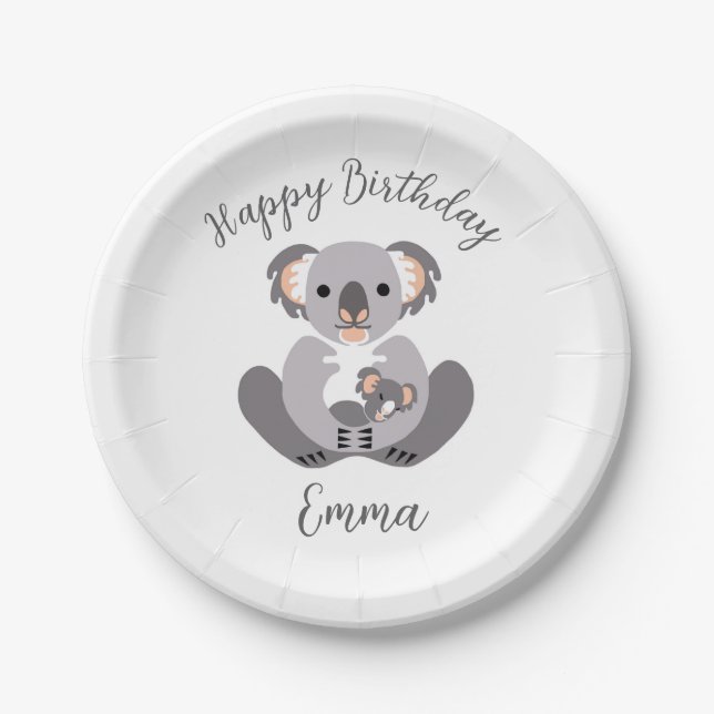 Cudly KOALA - Wildtiere - Glücklicher Geburtstag - Pappteller (Vorderseite)