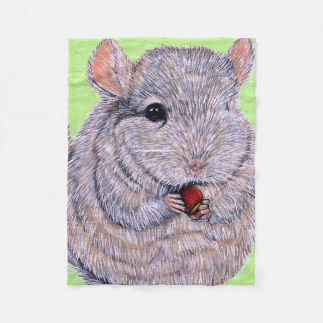 Cudly Nibbling Chinchilla Malerei Fleecedecke (Vorderseite)