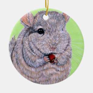 Cudly Nibbling Chinchilla Malerei Keramik Ornament