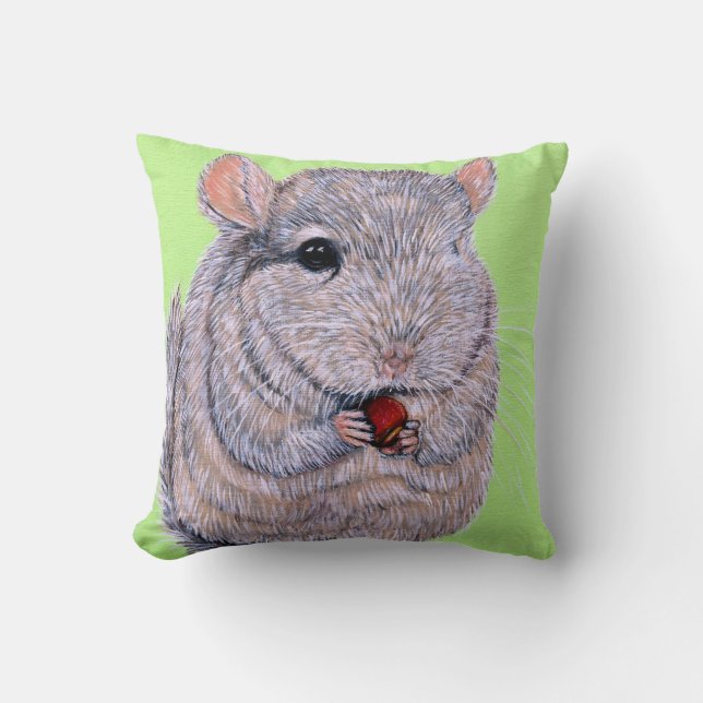 Cudly Nibbling Chinchilla Malerei Kissen (Vorderseite)