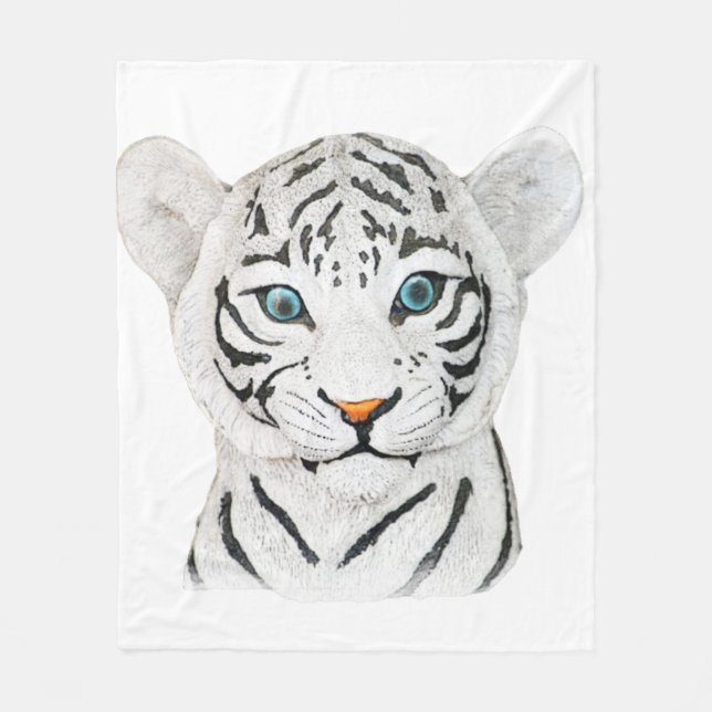 Cudly White Tiger Art - Niedliche Wildlife Art Fleecedecke (Vorderseite)