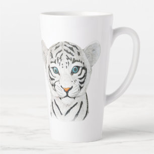 Cudly White Tiger Art - Niedliche Wildlife Art Milchtasse