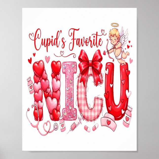 Cuds Favorite Nurse Nicu Valentines Day Shirt Nurs Poster (Vorne)