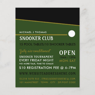 Cue Ball, Pool Club, Snooker Club Werbung Flyer