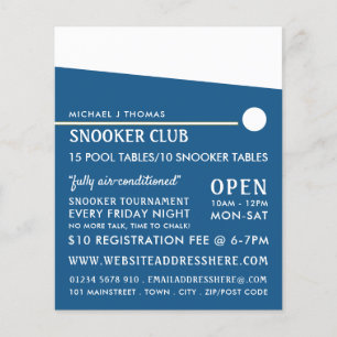 Cue Ball, Pool Club, Snooker Club Werbung Flyer