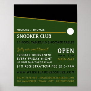 Cue Ball, Pool Club, Snooker Club Werbung Poster