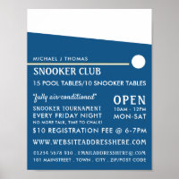 Cue Ball, Pool Club, Snooker Club Werbung