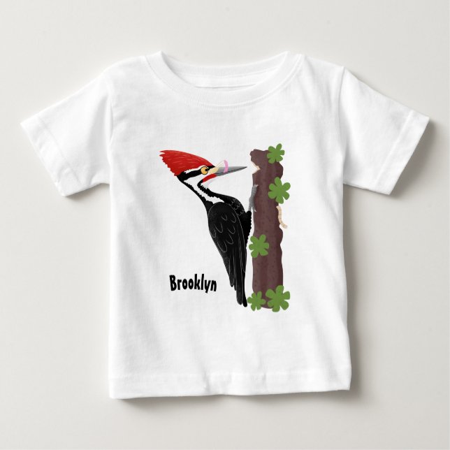 Cue lustige Pileated Woodpecker Cartoon Illustrati Baby T-shirt (Vorderseite)