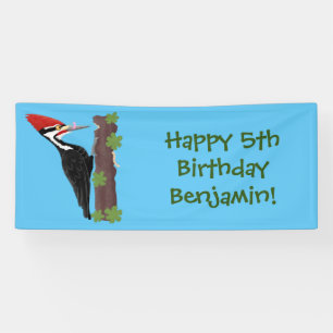Cue lustige Pileated Woodpecker Cartoon Illustrati Banner