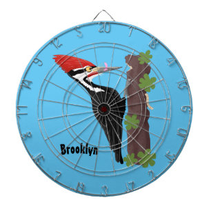 Cue lustige Pileated Woodpecker Cartoon Illustrati Dartscheibe