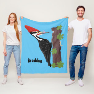 Cue lustige Pileated Woodpecker Cartoon Illustrati Fleecedecke