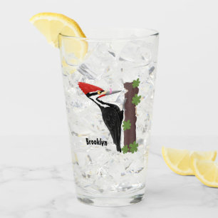 Cue lustige Pileated Woodpecker Cartoon Illustrati Glas