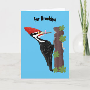 Cue lustige Pileated Woodpecker Cartoon Illustrati Karte