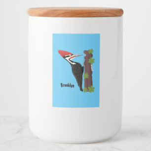 Cue lustige Pileated Woodpecker Cartoon Illustrati Lebensmitteletikett