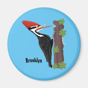 Cue lustige Pileated Woodpecker Cartoon Illustrati Magnet