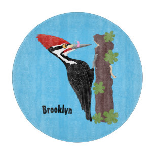 Cue lustige Pileated Woodpecker Cartoon Illustrati Schneidebrett