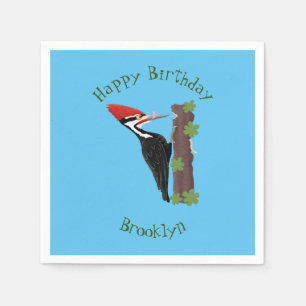 Cue lustige Pileated Woodpecker Cartoon Illustrati Serviette