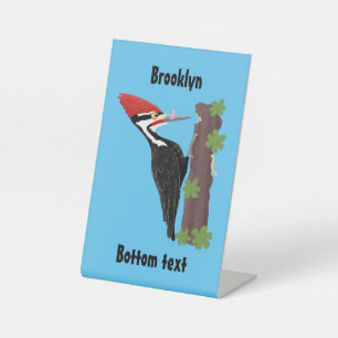 Cue lustige Pileated Woodpecker Cartoon Illustrati Sockelschild