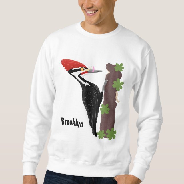 Cue lustige Pileated Woodpecker Cartoon Illustrati Sweatshirt (Vorderseite)
