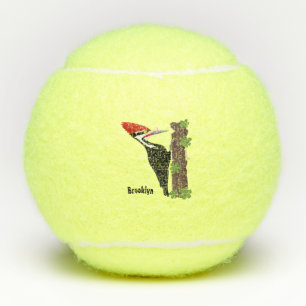 Cue lustige Pileated Woodpecker Cartoon Illustrati Tennisbälle