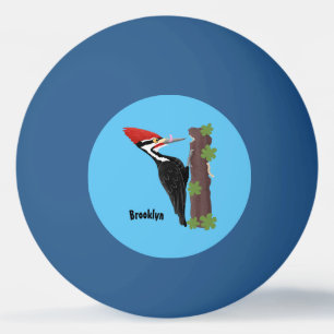 Cue lustige Pileated Woodpecker Cartoon Illustrati Tischtennisball
