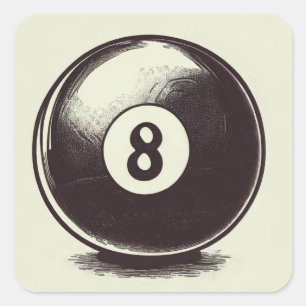 Cue-t Eight Ball Quadratischer Aufkleber