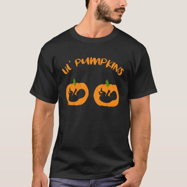 Cue twin Halloween Schwangerschaftsankündigung Lil T-Shirt (Vorderseite)