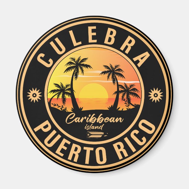 Culebra Puerto Rico Retro Sunset Souvenirs 60er Magnet (Vorne)