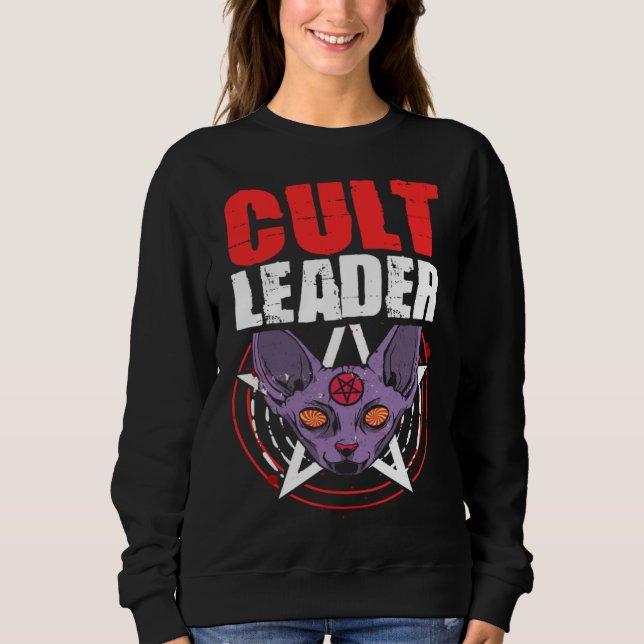 Cult Leader Cat Satanic Witchcraft Baphomet Occult Sweatshirt (Vorderseite)