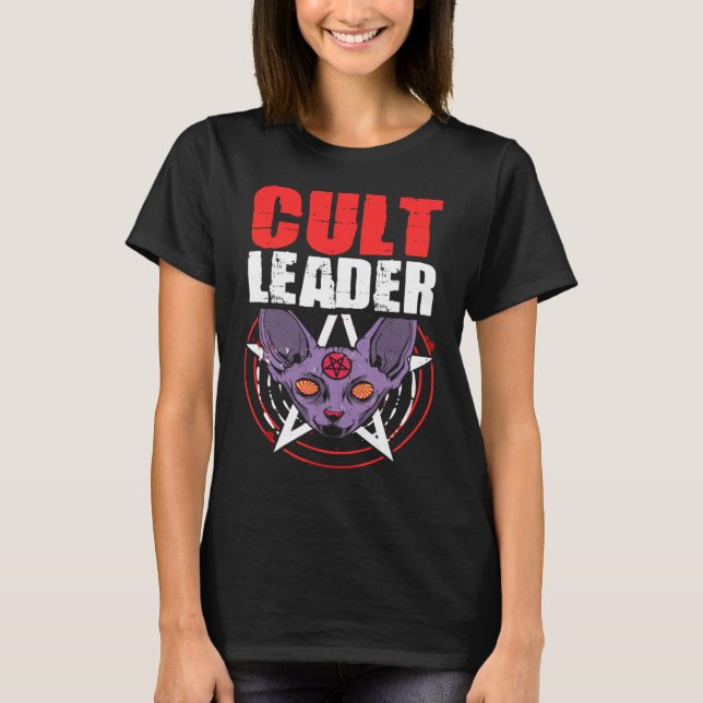 Cult Leader Cat Satanic Witchcraft Baphomet Occult T-Shirt (Vorderseite)