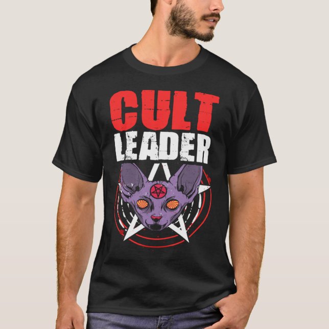Cult Leader Cat Satanic Witchcraft Baphomet Occult T-Shirt (Vorderseite)