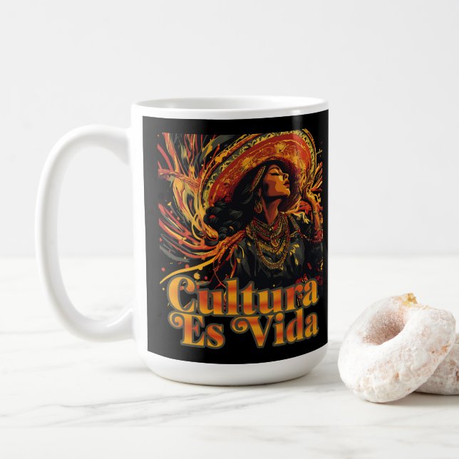 Cultura Es Vida, hispanischer Kulturerbe Monat Kaffeetasse (Mit Donut)