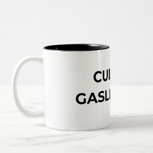 Culture Is Gaslighting Typographic Minimalist  Zweifarbige Tasse (Links)