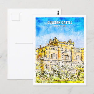 Culzean Castle Great Britain Travel Watercolor Postkarte