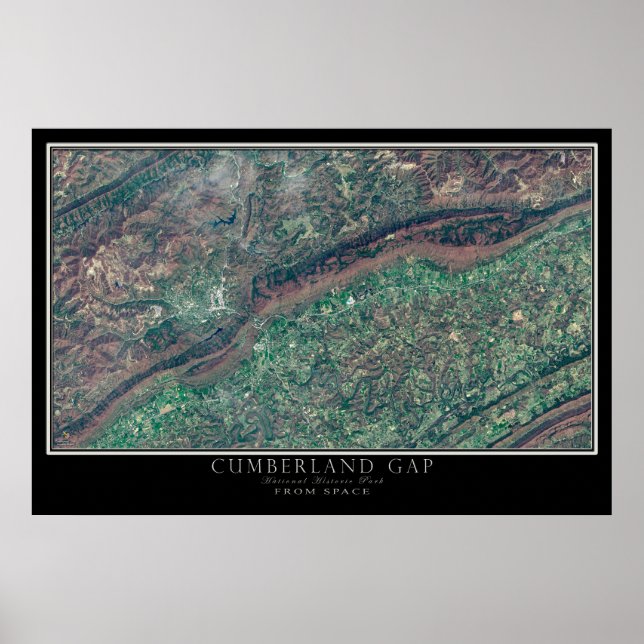 Cumberland Gap National Park Satellite Karte Poster (Vorne)