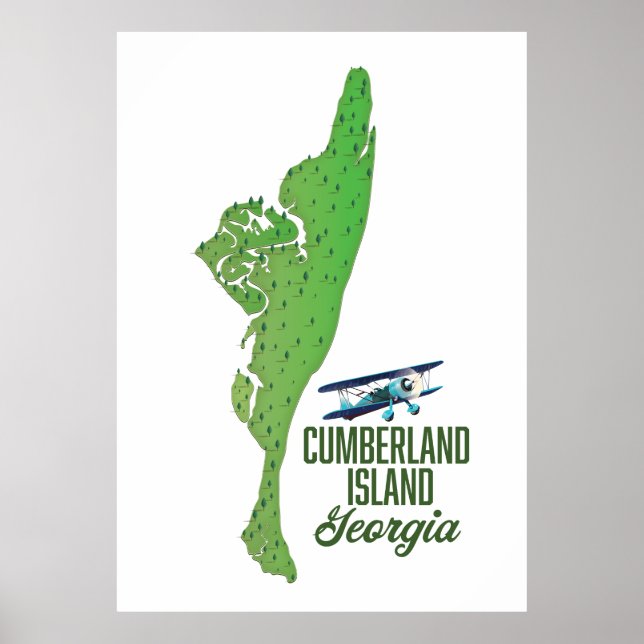 Cumberland Insel Georgia Karte Poster (Vorne)