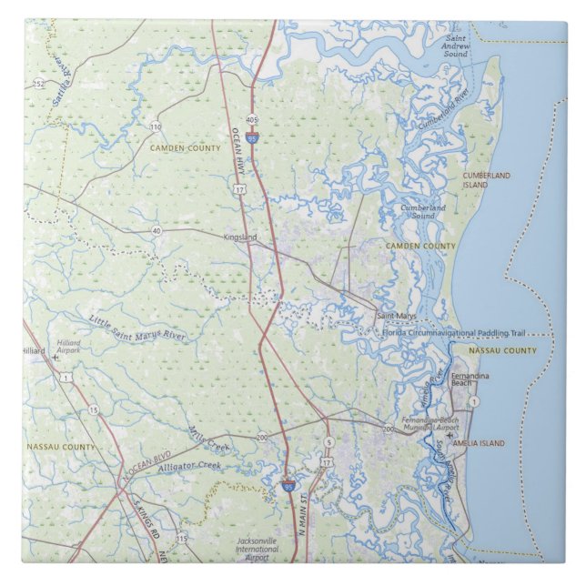Cumberland Island Georgia Coast Map Tasse Fliese (Vorderseite)