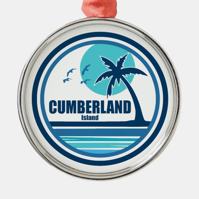 Cumberland Island Georgia Palm Tree Birds Ornament Aus Metall (Vorne)