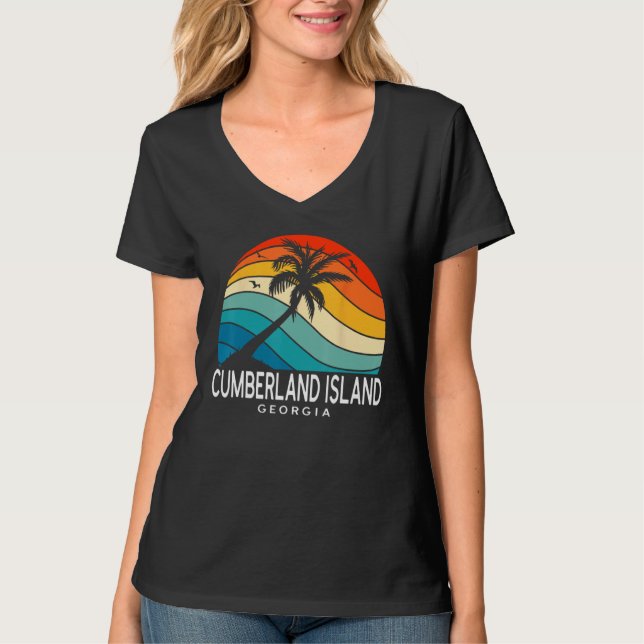 Cumberland Island Georgia Tropical Beach Palm Tree T-Shirt (Vorderseite)