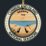 Cumberland Island National Seashway Georgia Abzeic Keramik Ornament<br><div class="desc">Cumberland Island National Seashore Illustration in einem Abzeichen Stil Kreis.</div>